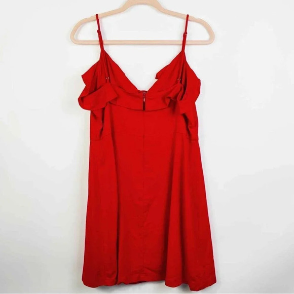 All In Favor Ruffle Mini Dress Tie Front Sleeveless Casual Party Sundress Size L - Picture 9 of 11